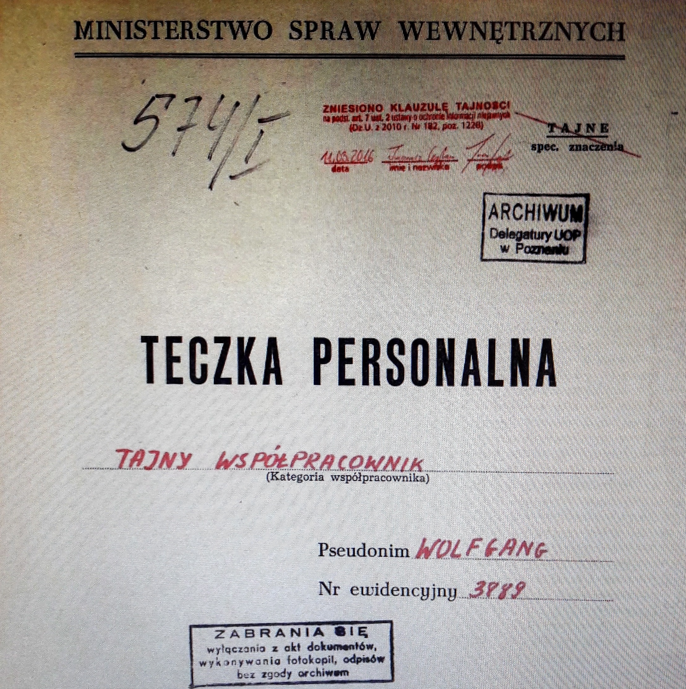 Teczka personalna TW Wolfgang