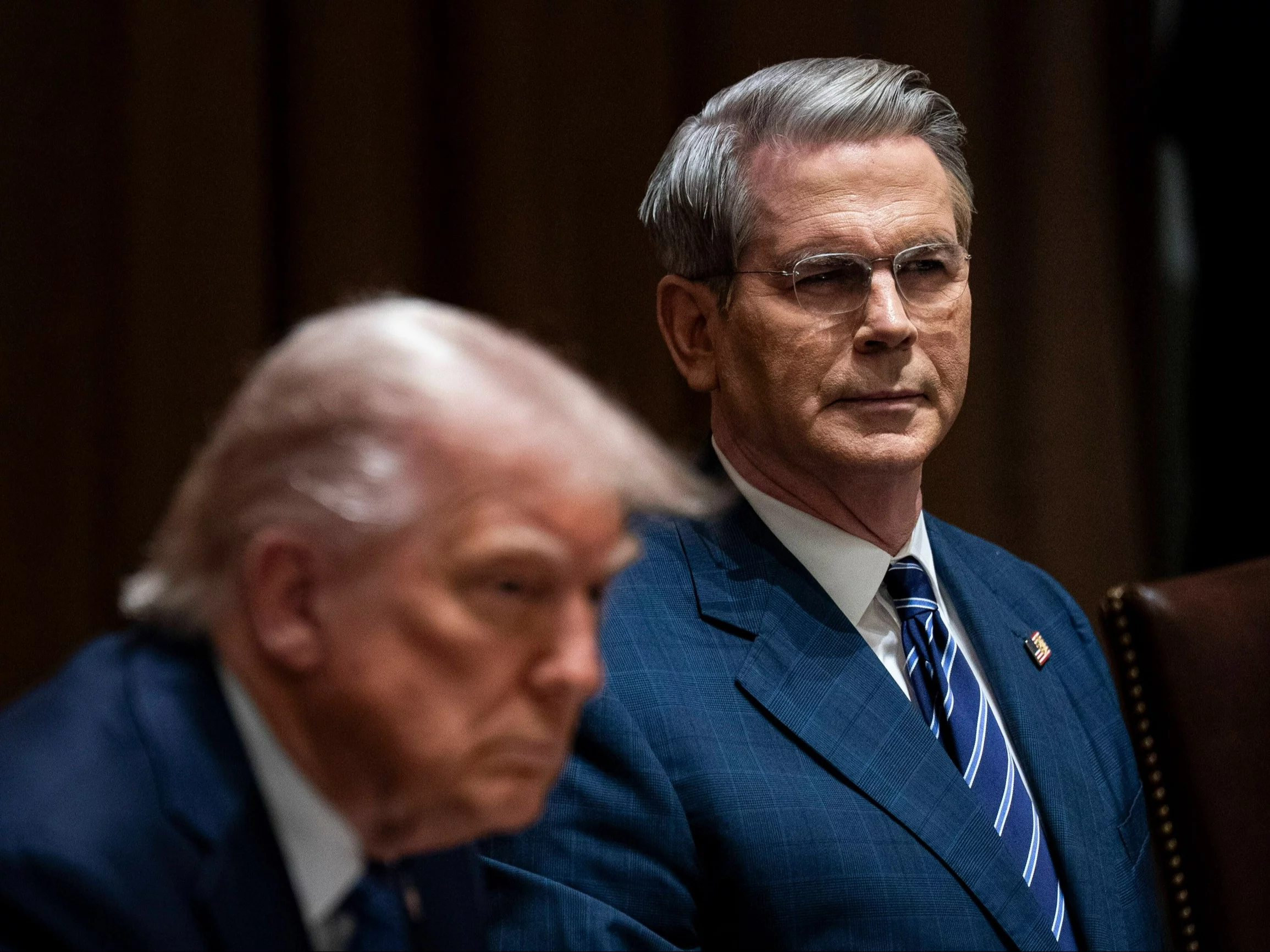 Prezydent USA Donald Trump i Sekretarz skarbu USA Scott Bessent