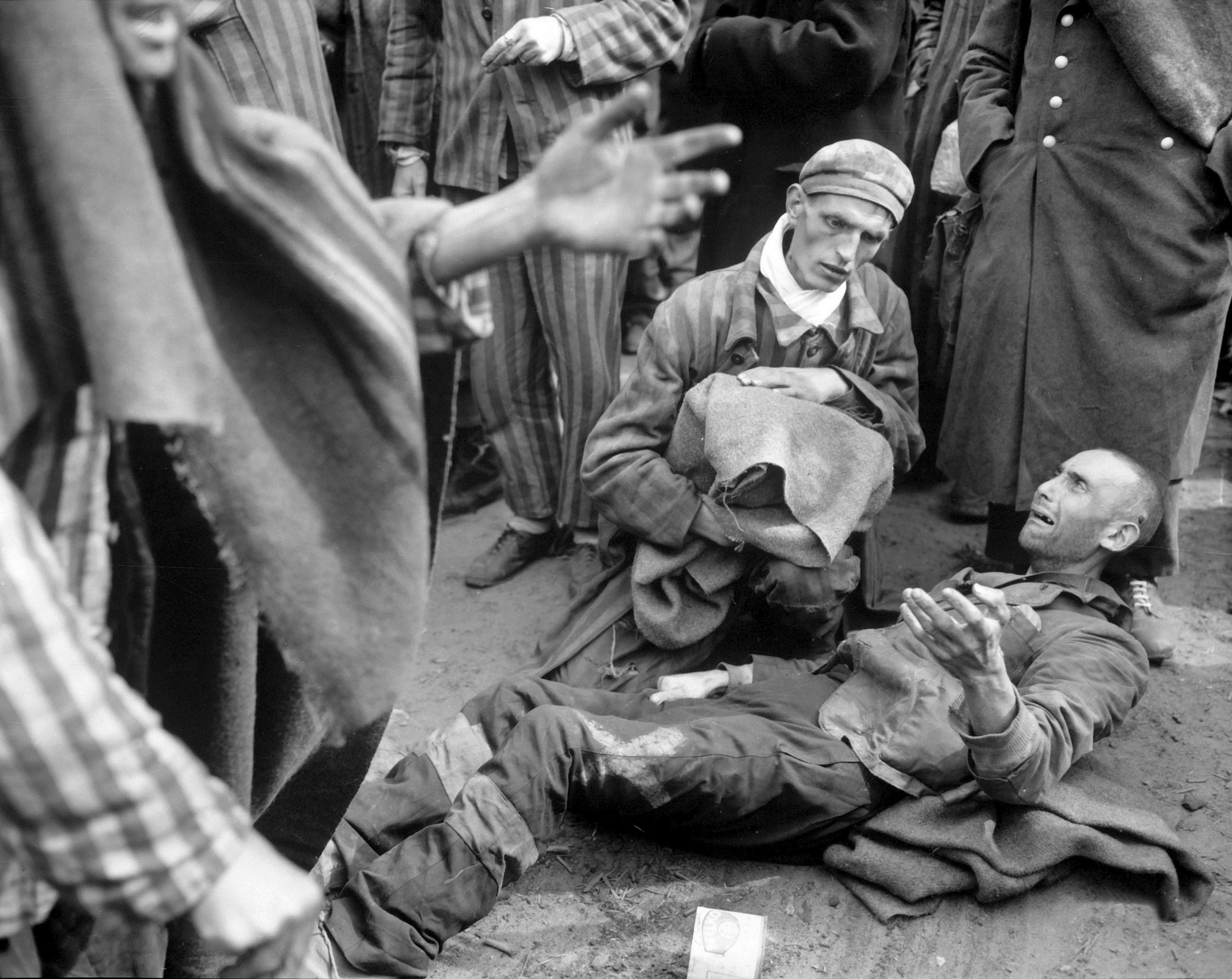 Prisoners of German concentration camp in Wöbbelin, liberated by US Army