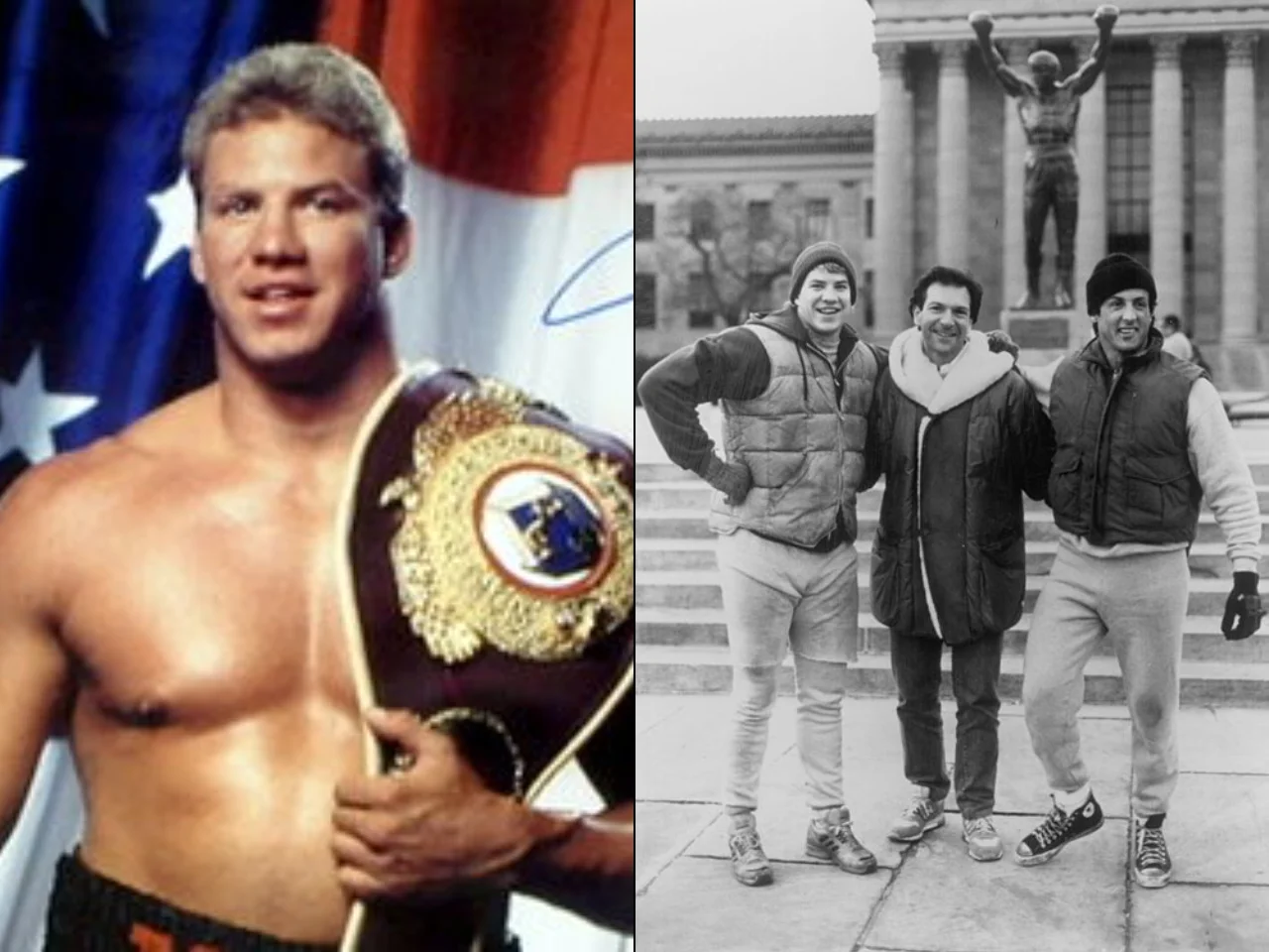 Tommy Morrison. Po prawej z Sylwestrem Stallone