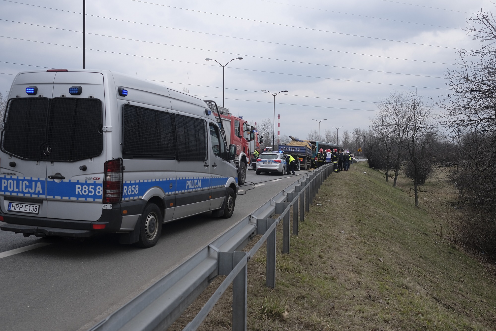 Miejsce wypadku na ulicy Bagiennej w Katowicach