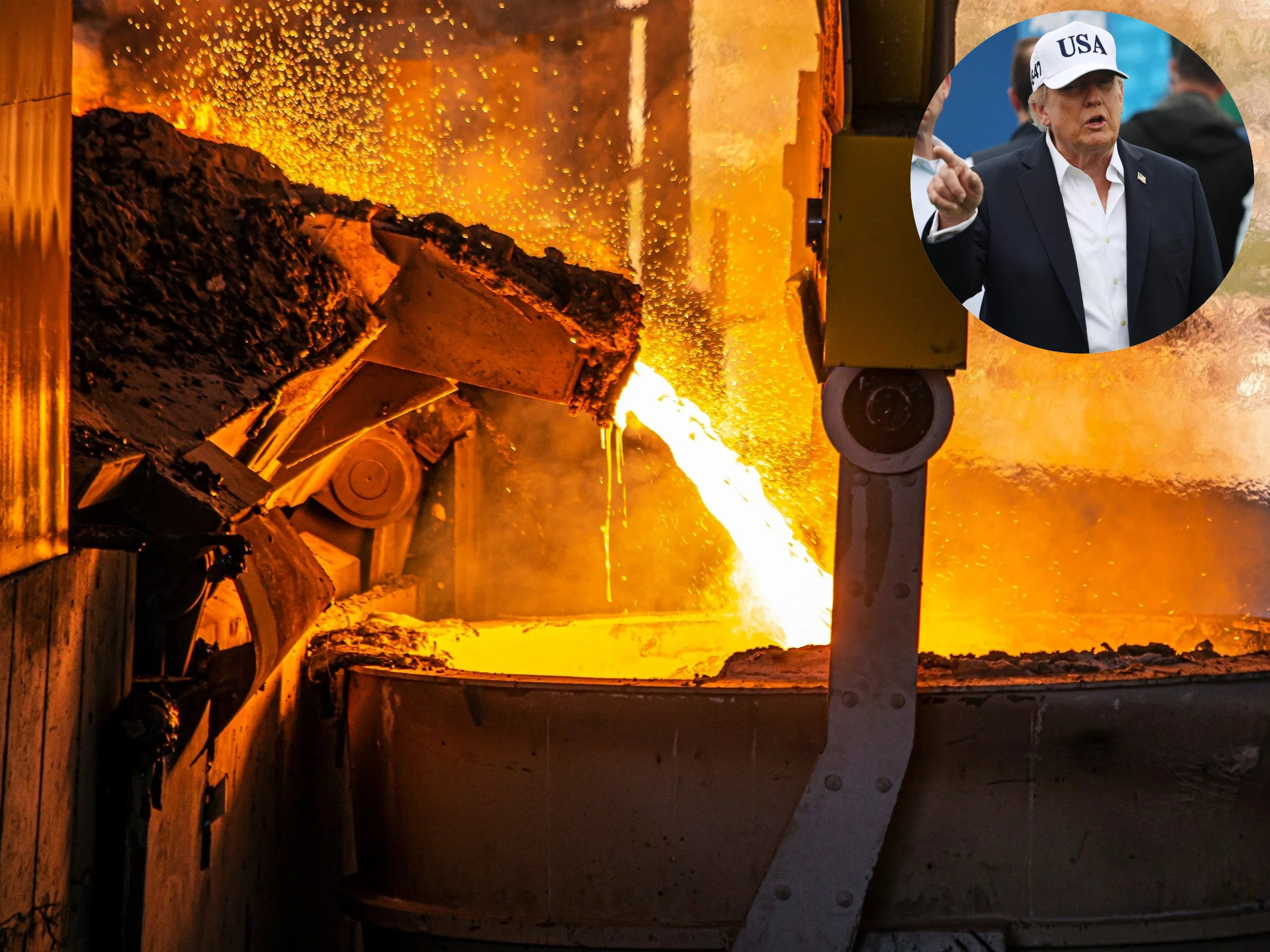 Huta stali. Zdj. ilustracyjne. Donald Trump