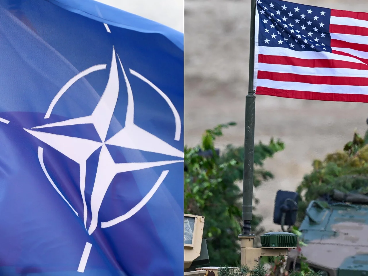 Flaga NATO/ flaga USA. Zdj. ilustracyjne