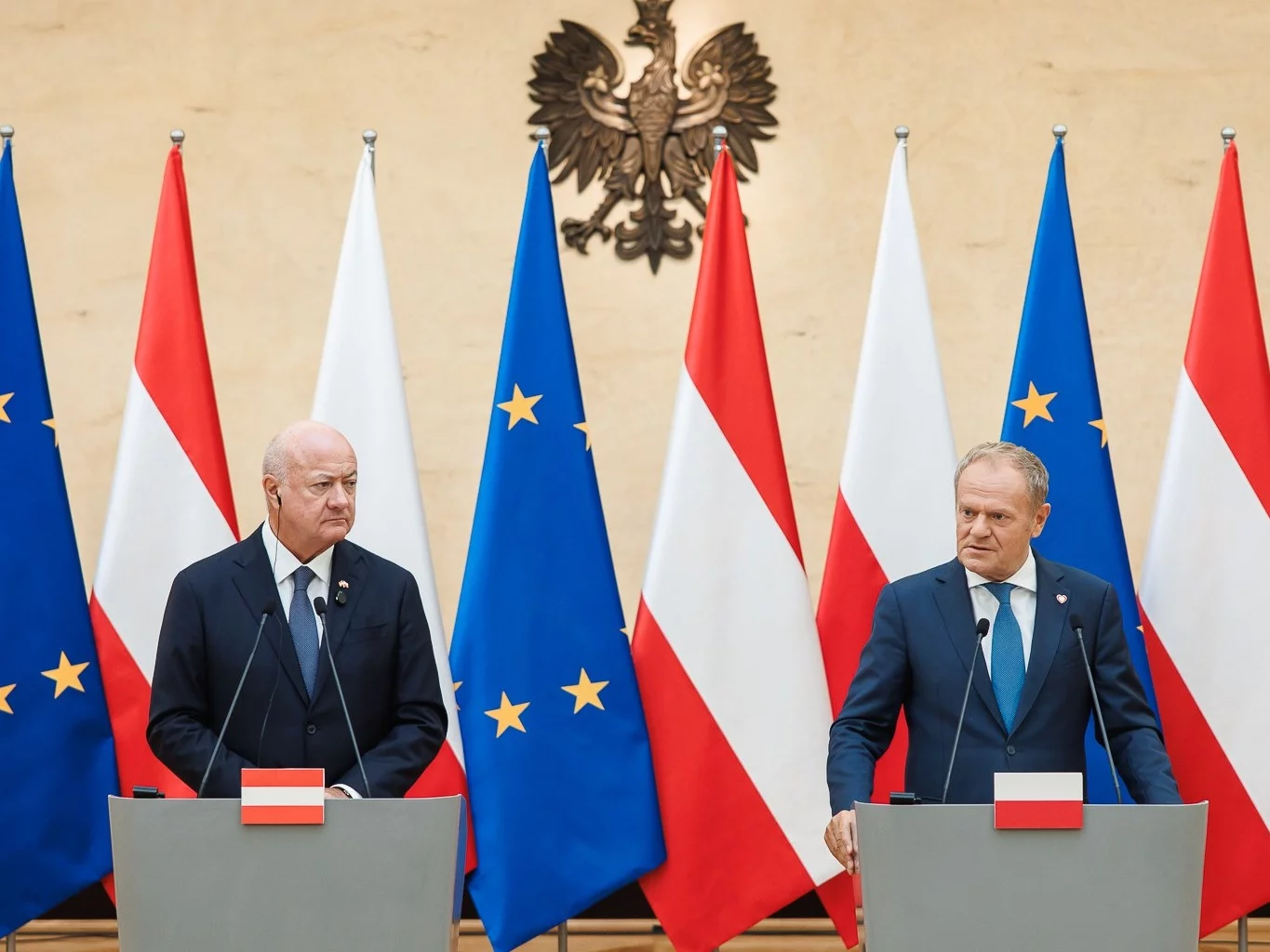 Kanclerz Austrii Christian Stocker i premier Donald Tusk