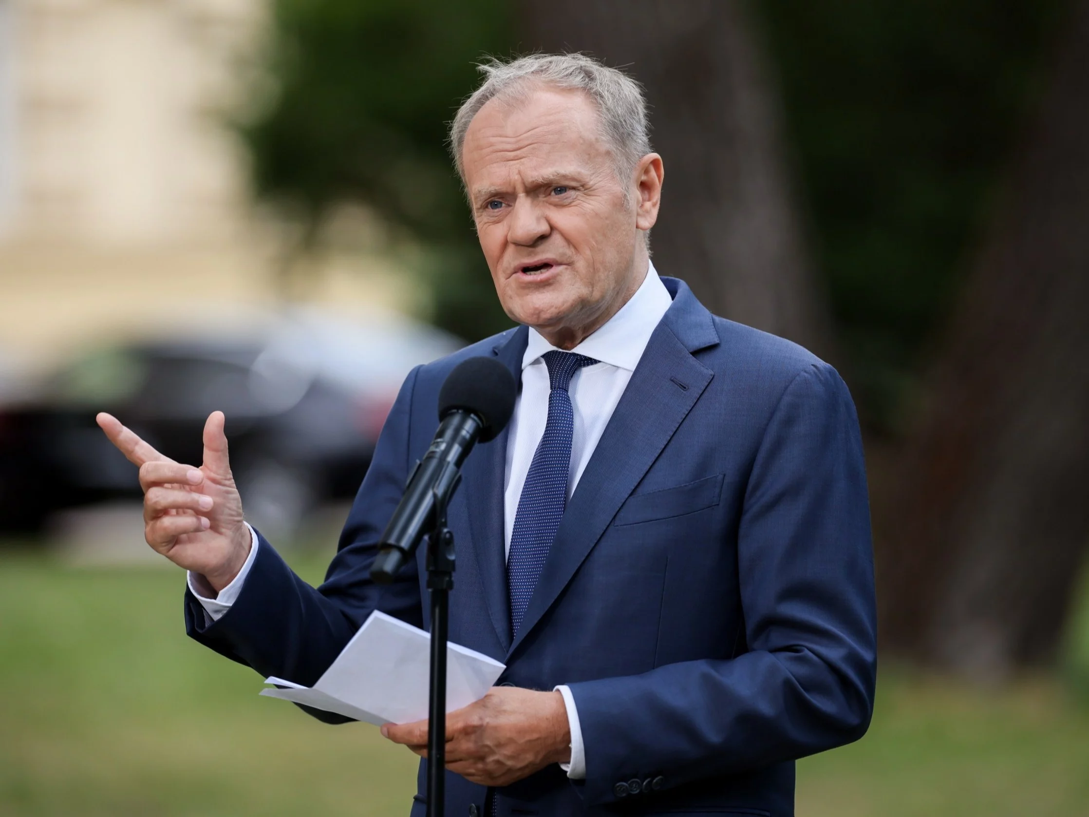 Premier Donald Tusk podczas konferencji prasowej w Kancelarii Prezesa Rady Ministrów