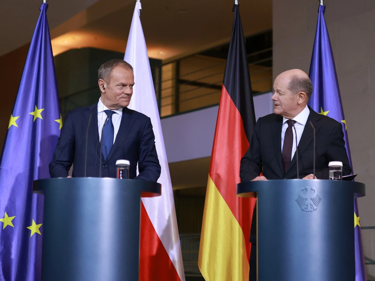 Premier Donald Tusk i kanclerz Niemiec Olaf Scholz