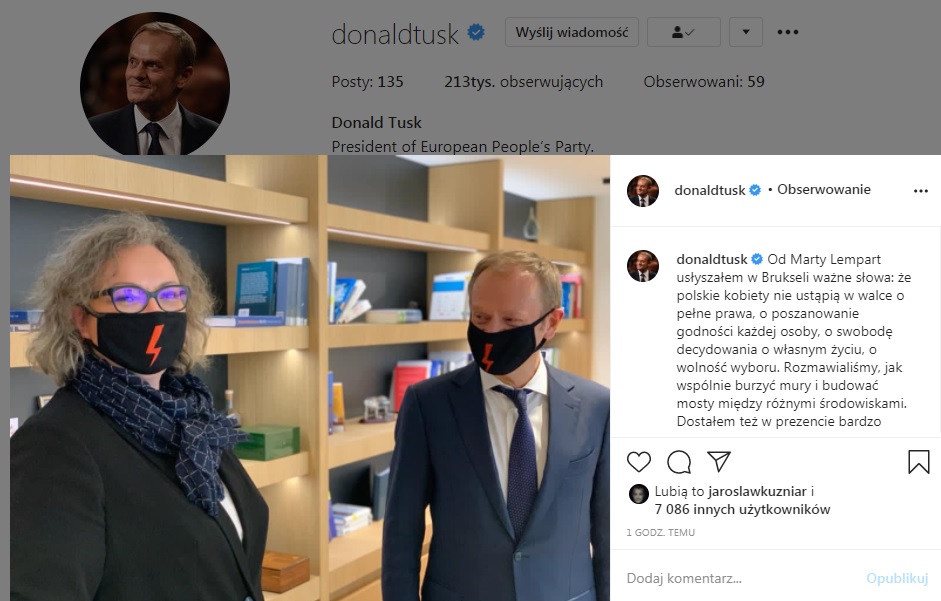 Marta Lempart i Donald Tusk w Brukseli