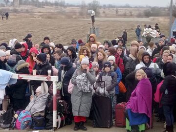 Uchodźcy z Ukrainy na granicy z Polską