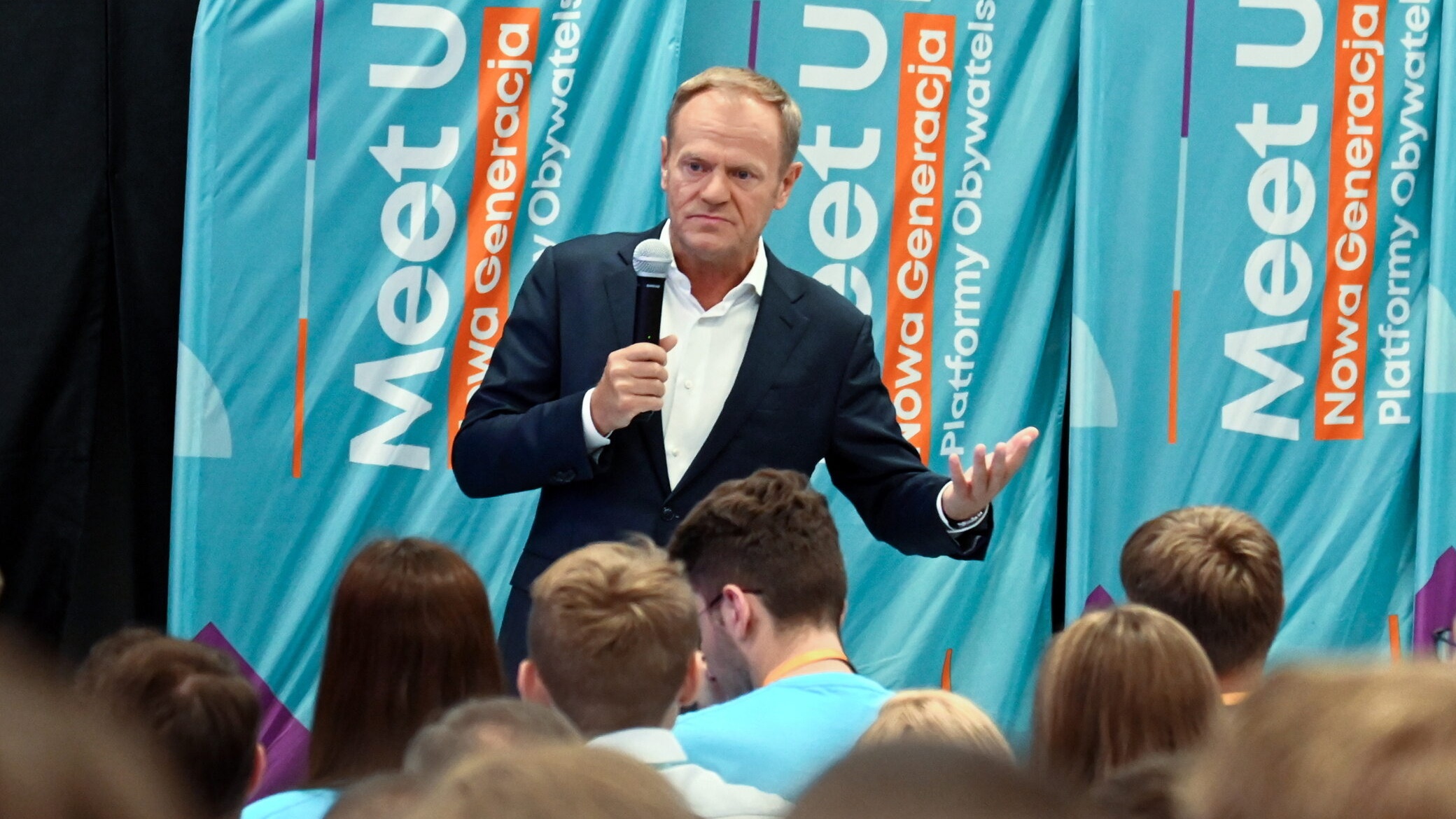 Przewodniczący PO Donald Tusk podczas spotkania z cyklu "Meet Up: Nowa Generacja Platformy Obywatelskiej"