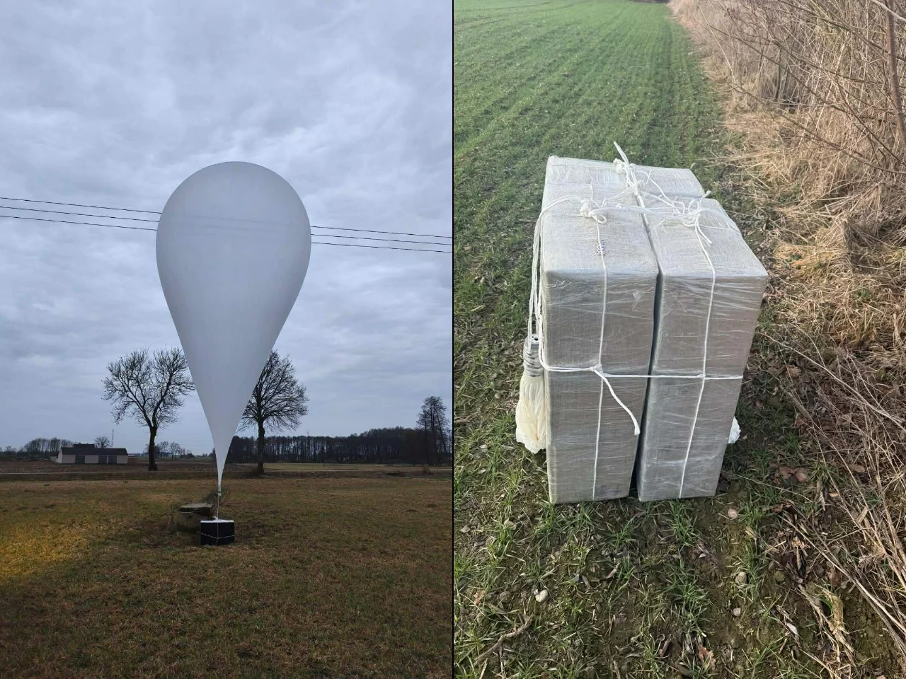 Balony i paczki znalezione na Podlasiu