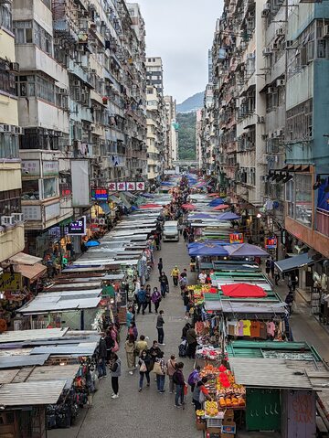Ulice w biednej dzielnicy Hong Kongu