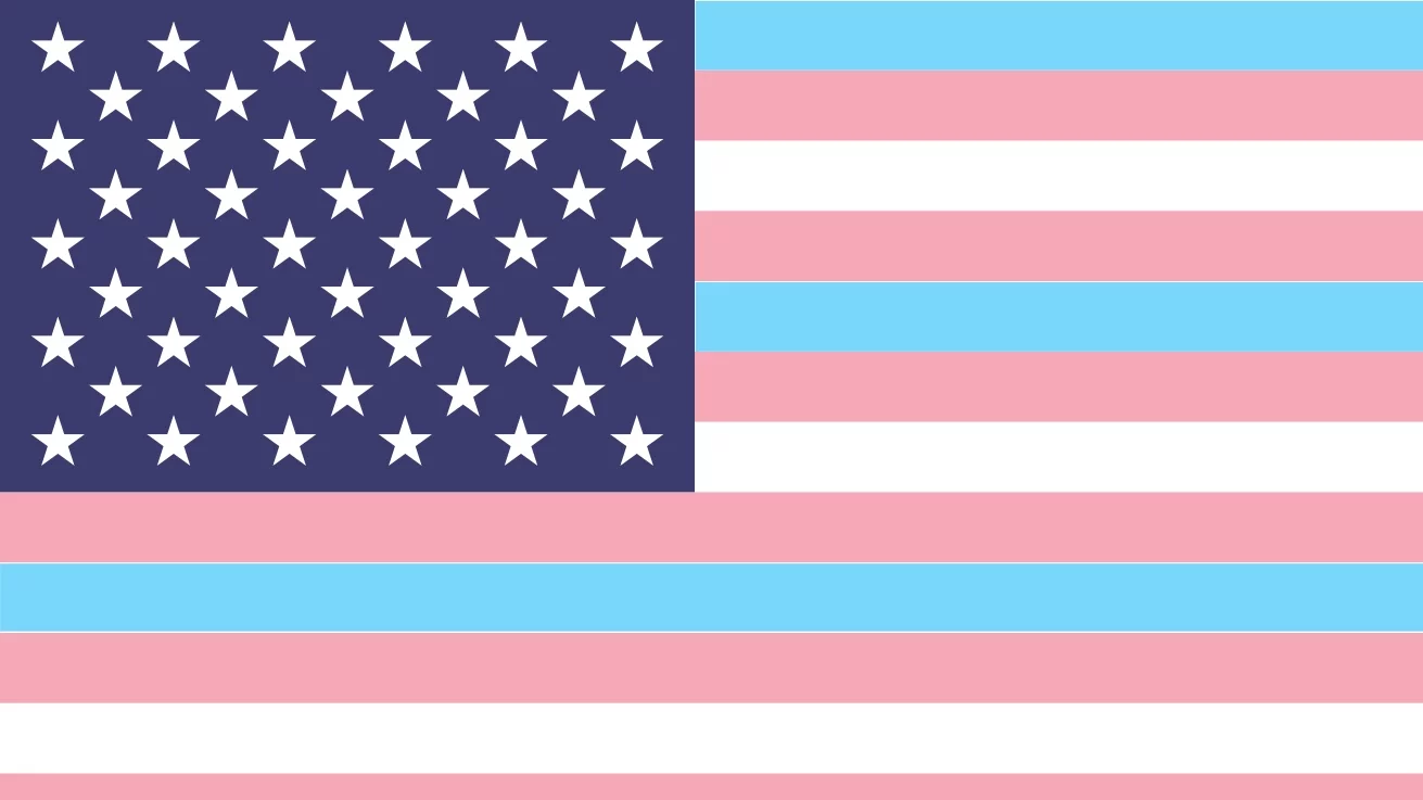 „Transgenderowa” flaga USA, zdjęcie ilustracyjne