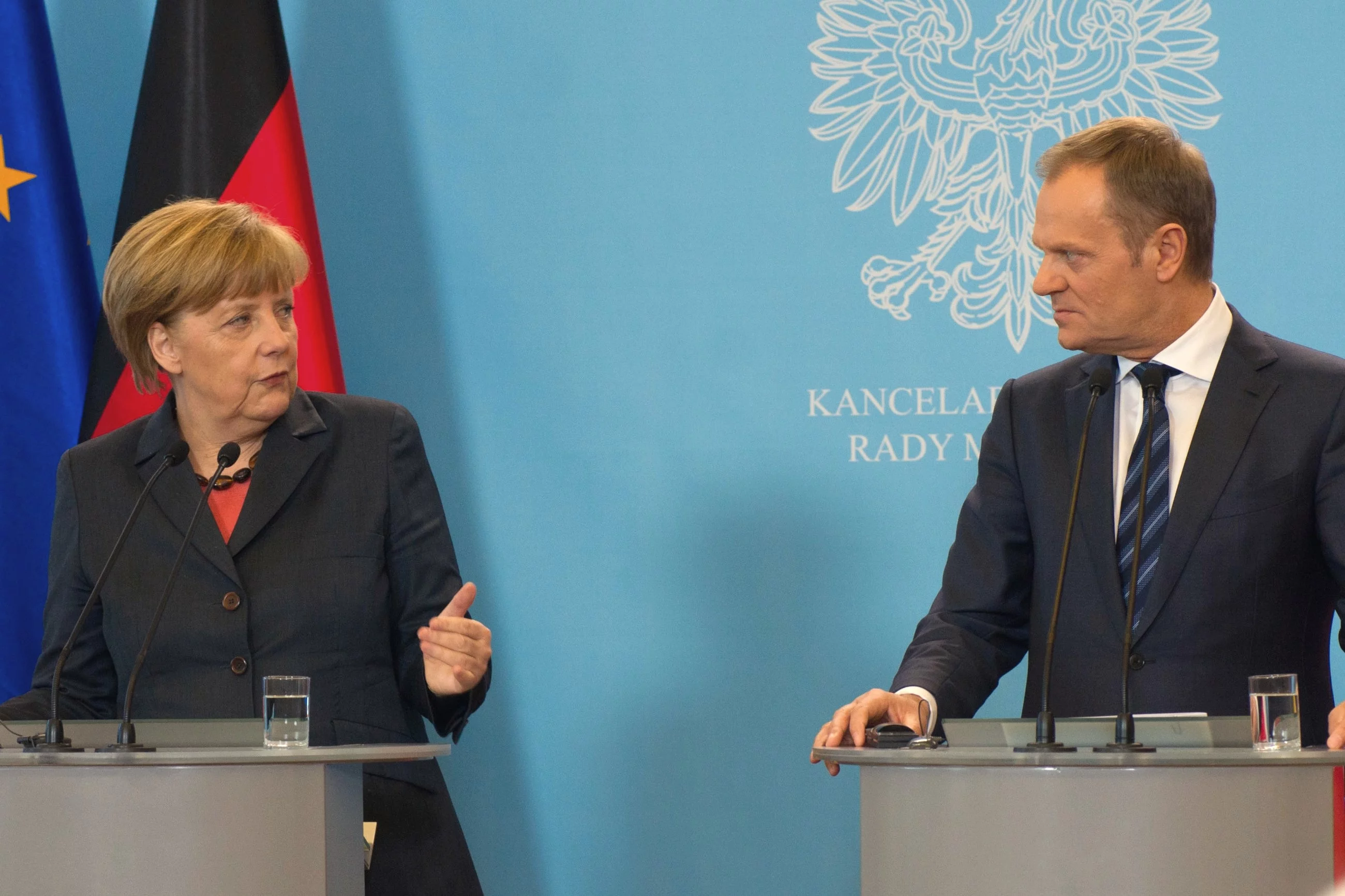 Angela Merkel i Donald Tusk podczas spotkania w Warszawie, marzec 2014 r.