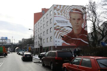 Warszawa, Solec. Mural poświęcony Krzysztofowi Kamilowi Baczyńskiemu