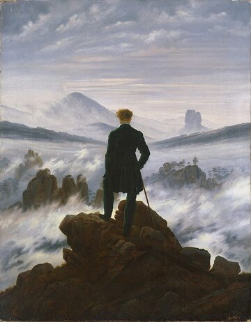 Wędrowiec nad morzem mgły, mal. 	
Caspar David Friedrich