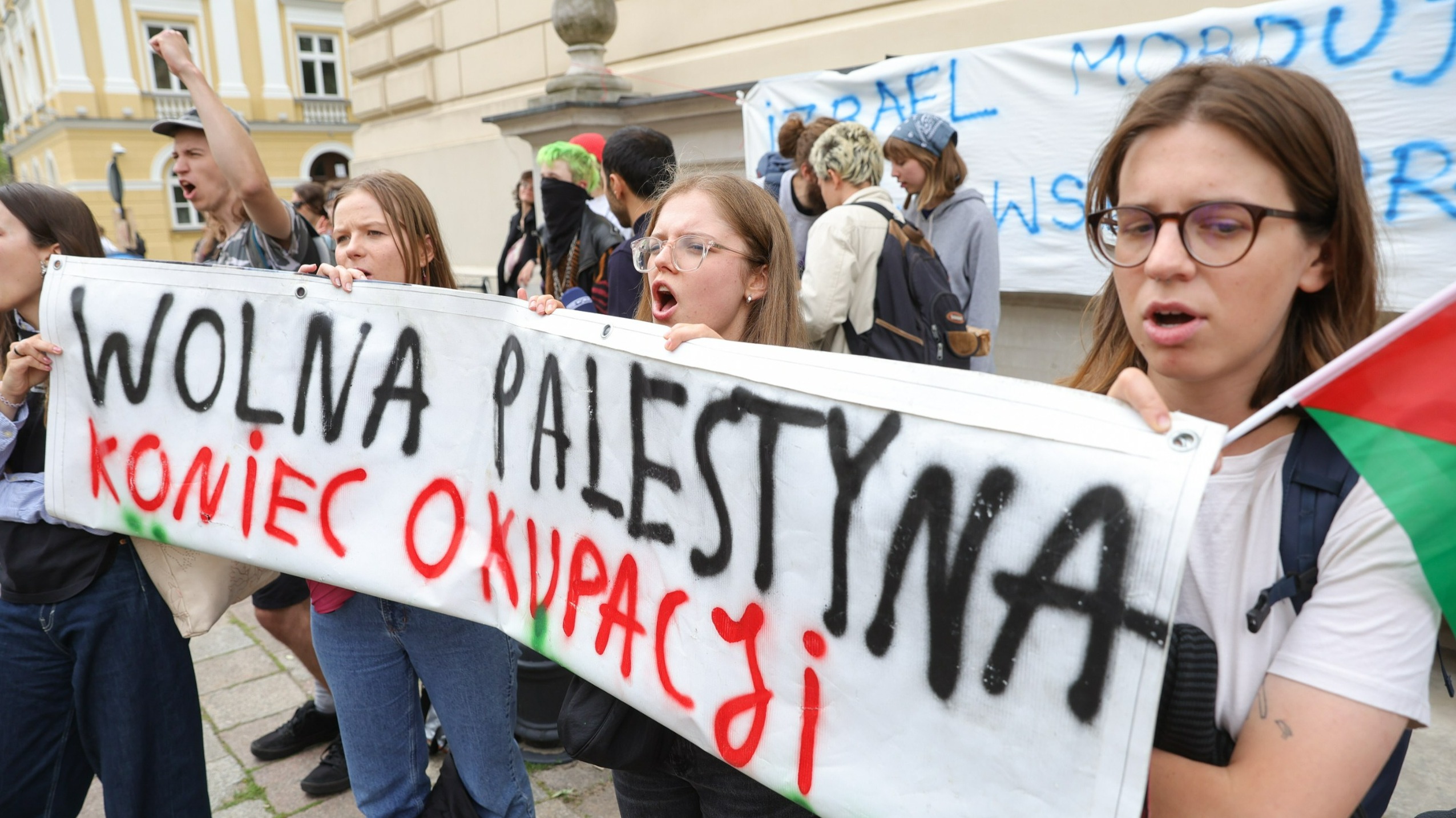 Protest studentów Uniwersytetu Warszawskiego w obronie Palestyny na terenie Kampusu Głównego UW w Warszawie