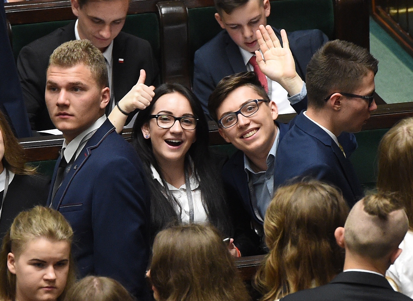 Uczestnicy XXIII sesji Sejmu Dzieci i Młodzieży na sali plenarnej Sejmu