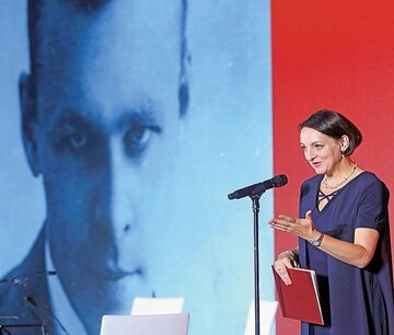 Wiceminister kultury i dziedzictwa narodowego Magdalena Gawin podczas inauguracji działalności pierwszego zagranicznego oddziału Instytutu Pileckiego, 16 września w Berlinie