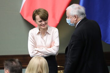 Wicepremier, minister rozwoju Jadwiga Emilewicz oraz prezes PiS Jarosław Kaczyński.