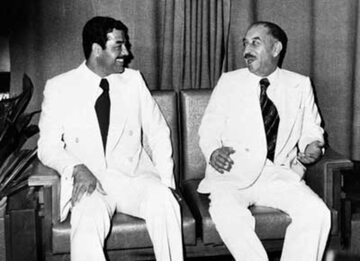 Wiceprezydent Iraku Saddam Husajn i prezydent Ahmed Hassan al-Bakr, 1978 rok
