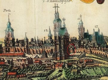Widok na Lublin ukazany w „Theatrum praecipuarum totius mundi urbiurti” Brauna i Hogenberga (1618)