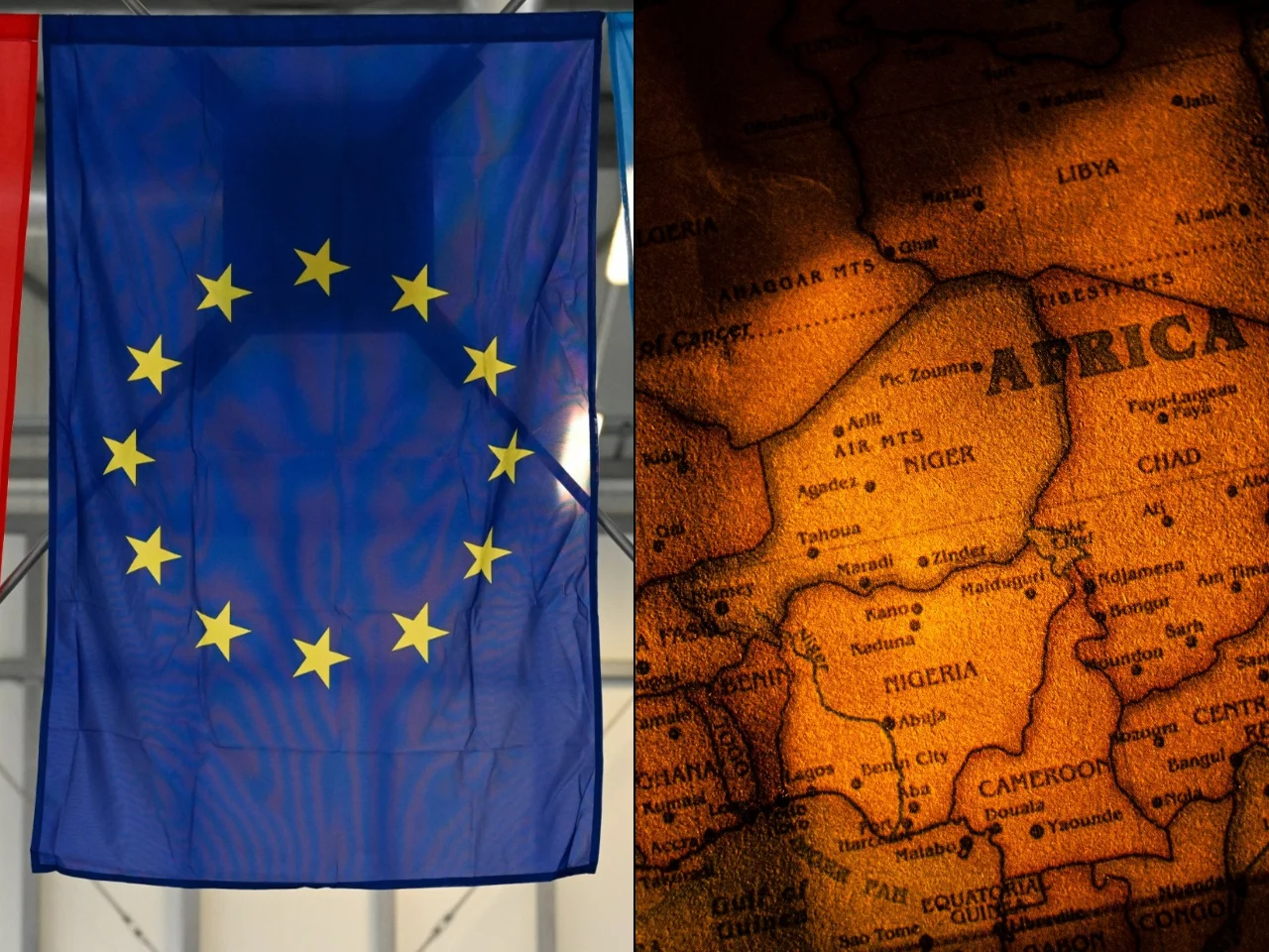 Flaga UE, mapa Afryki