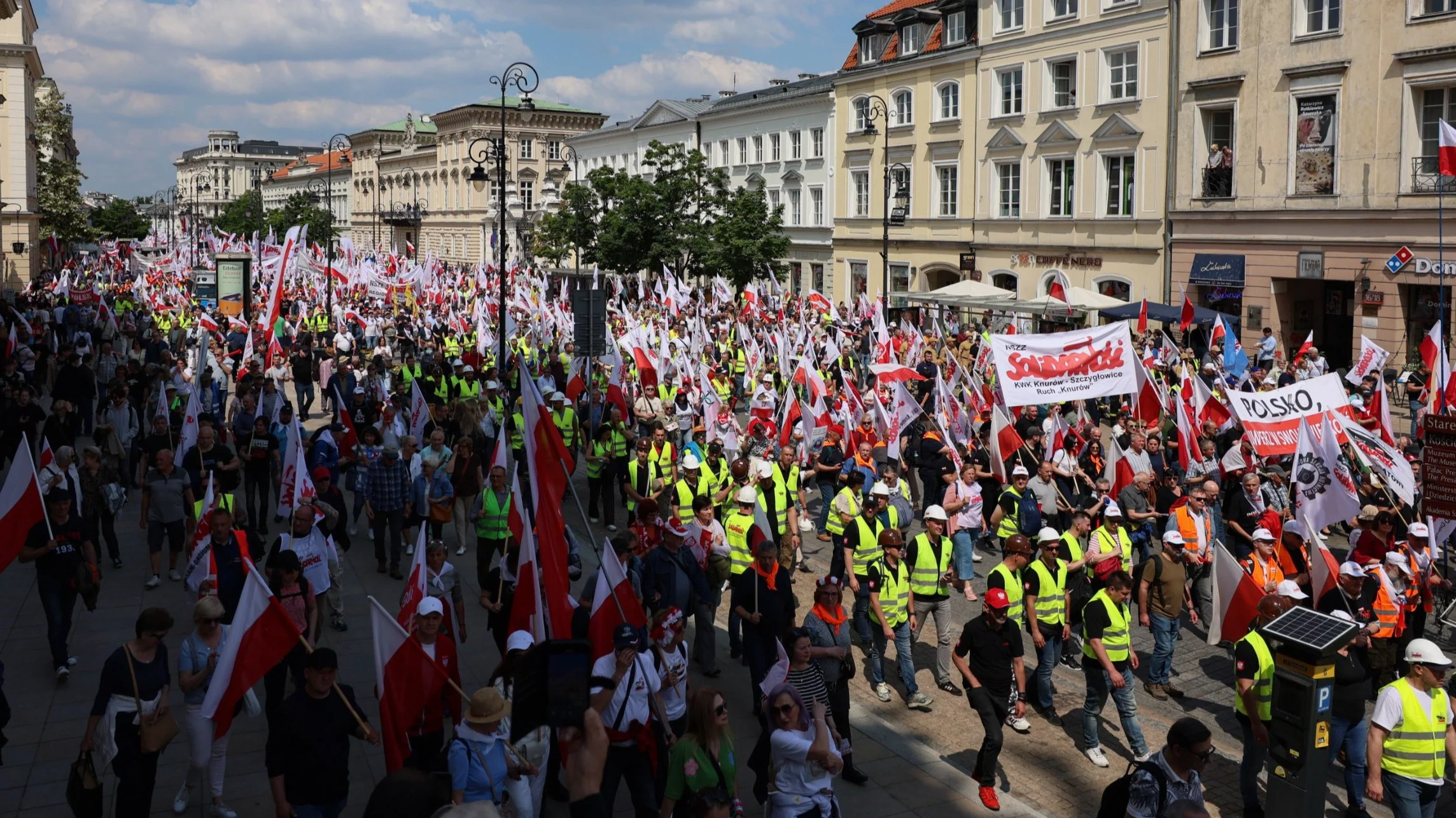 Warszawa, 20.05.2026. Protest organizowany przez NSZZ "Solidarność" "Razem dla Polski i Polaków"