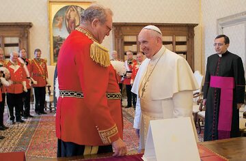Wielki mistrz Fra’ Matthew Festing na spotkaniu z papieżem Franciszkiem 25 czerwca 2015 r.