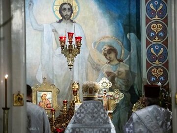 Wierni podczas liturgii w soborze św. Mikołaja w Białymstoku