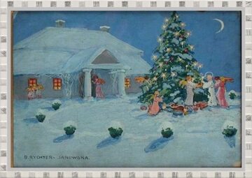 Wigilia, Boże Narodzenie. Pocztówka autorstwa B. Rychter-Janowskiej
