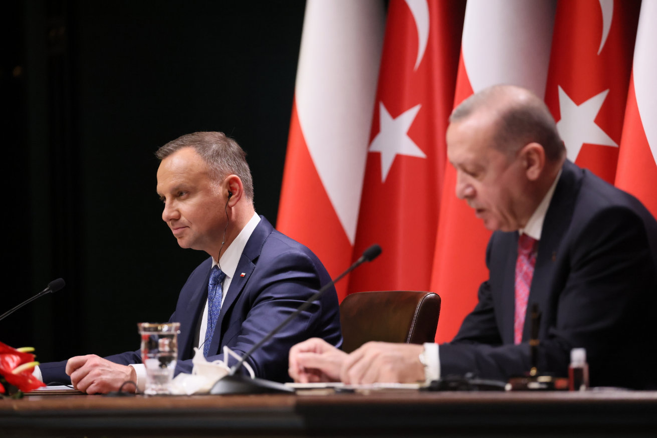 Prezydent RP Andrzej Duda i prezydent Republiki Turcji Recep Tayyip Erdogan w Pałacu Prezydenckim w Ankarze