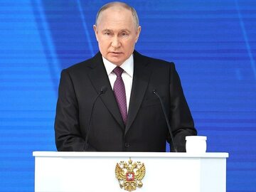 Władimir Putin, prezydent Rosji podczas przemówienia do Zgromadzenia Federalnego