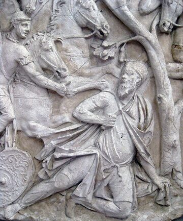 Wódz Daków, Decebal. Detal z kolumny Trajana
