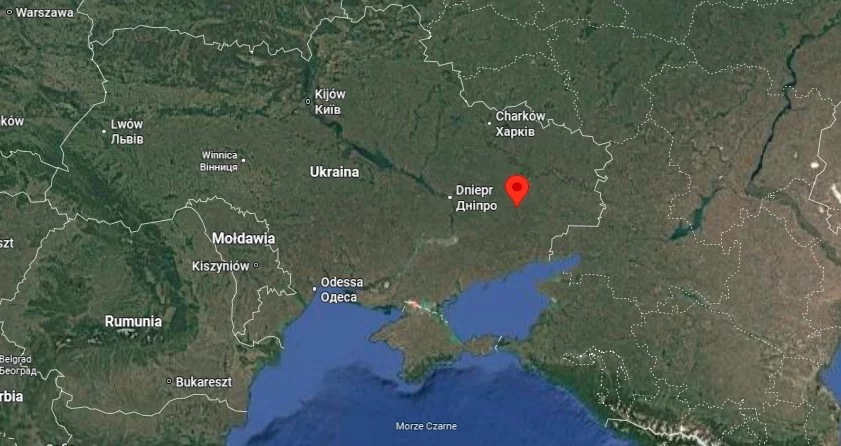 Pokrowsk zaznaczony na Google Maps