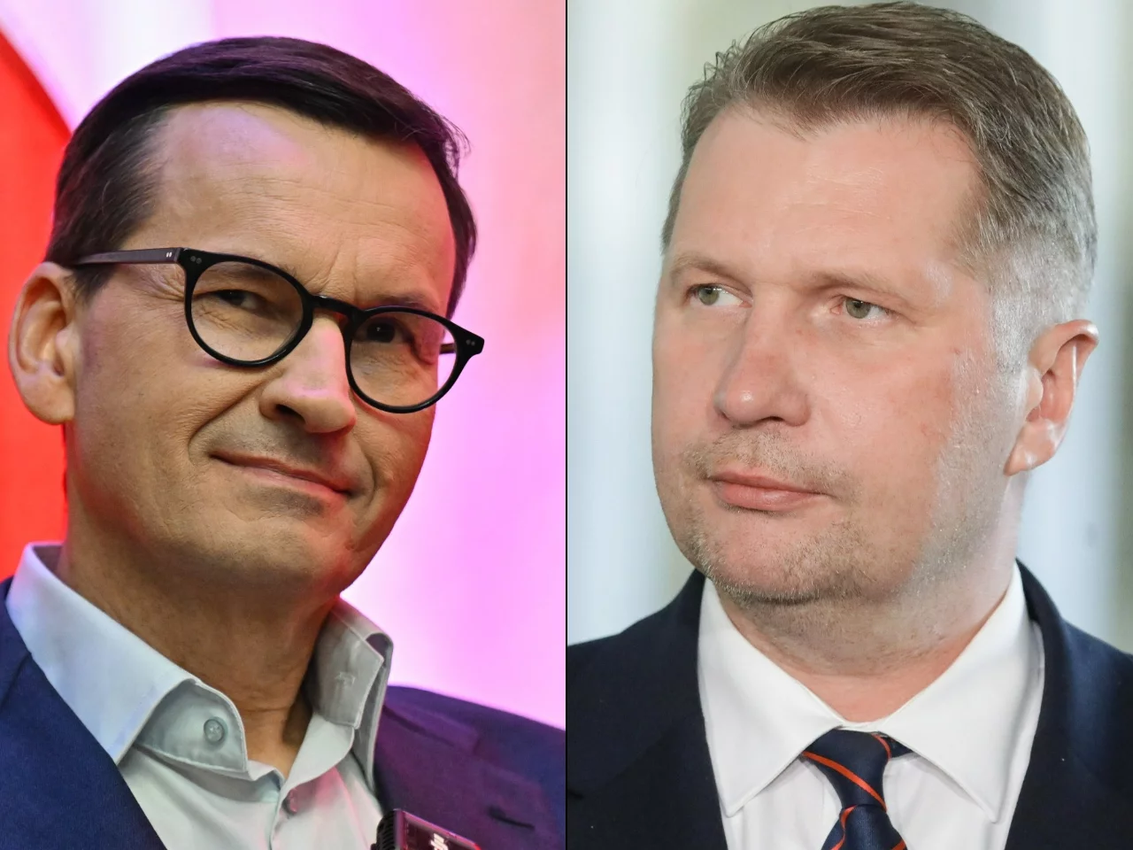 Mateusz Morawiecki (L) i Przemysław Czarnek (P)