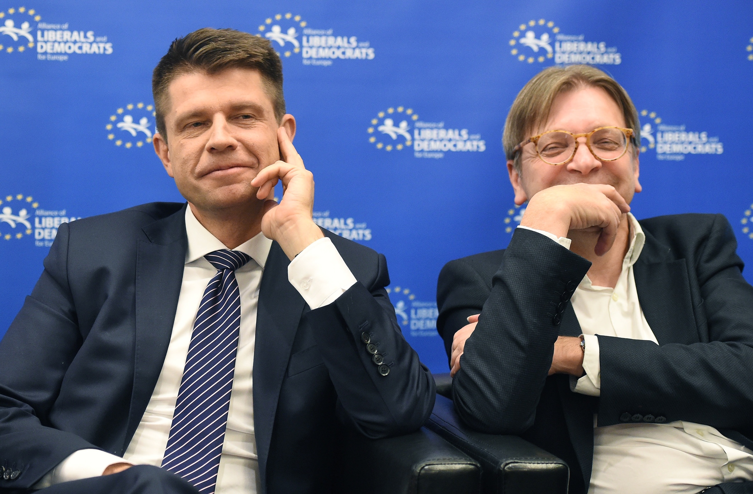 Lider .Nowoczesnej Ryszard Petru i belgijski europoseł Guy Verhofstadt