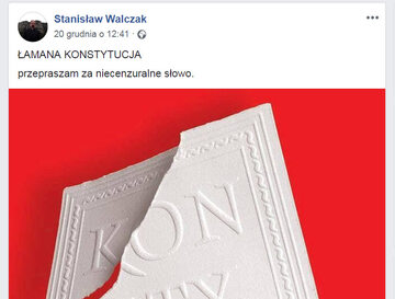 Wpis księdza Stanisława Walczaka na Facebooku