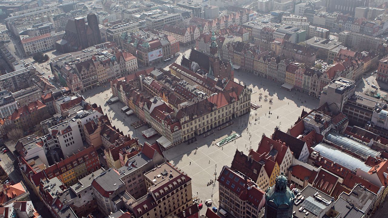 Rynek wrocławski z lotu ptaka