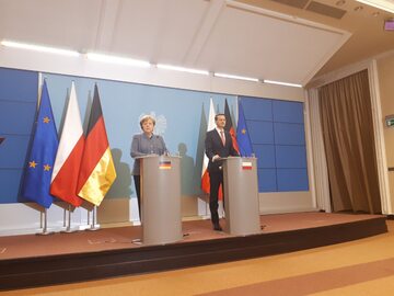 Wspólna konferencja prasowa kanclerz Angeli Merkel i premiera Mateusza Morawieckiego