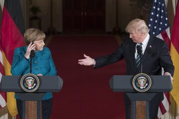 Wspólna konferencja prasowa prezydenta Donalda Trumpa i kanclerz Angeli Merkel w Waszyngtonie