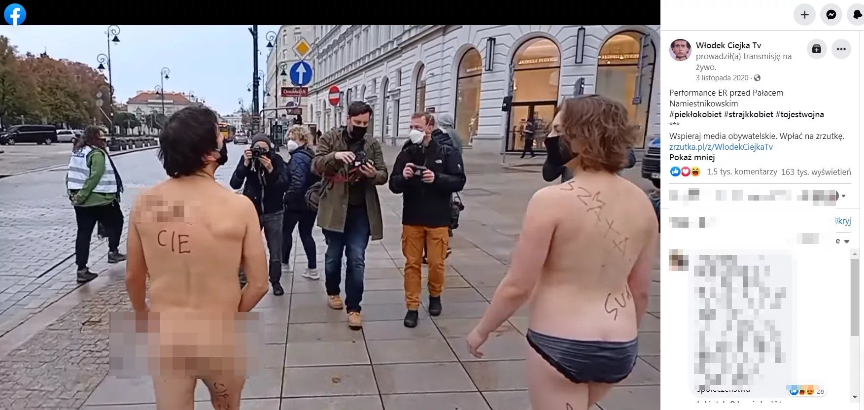 "Ania i Łukasz wybrali się dziś na performatywny spacer pod Pałacem Prezydenckim w Warszawie"– pisano na Instagramie  Strajku Kobi