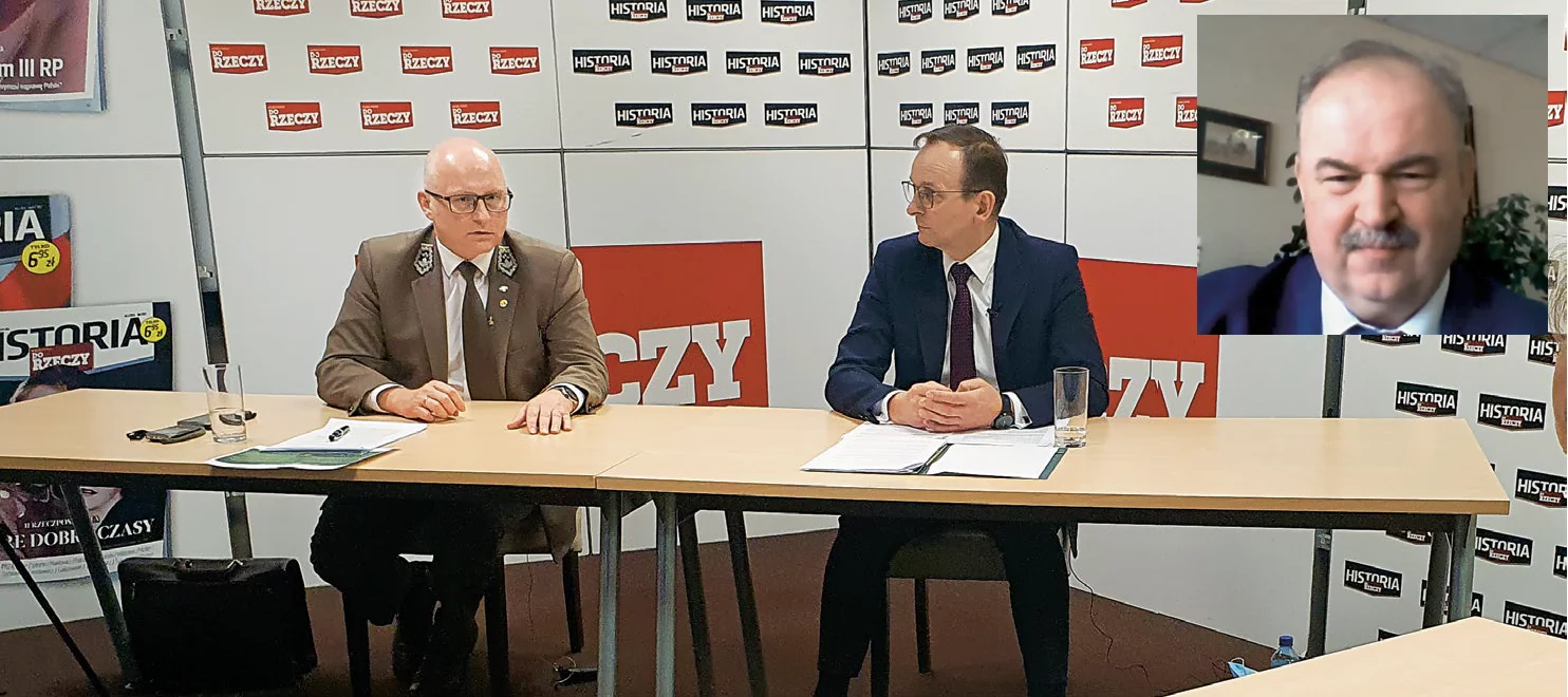 W redakcji „Do Rzeczy” debatowali (od lewej): Andrzej Konieczny, dyrektor generalny Lasów Państwowych, i wiceminister środowiska Edward Siarka. Wicemarszałek województwa podkarpackiego – Piotr Pilch – dołączył do dyskusji przez Internet