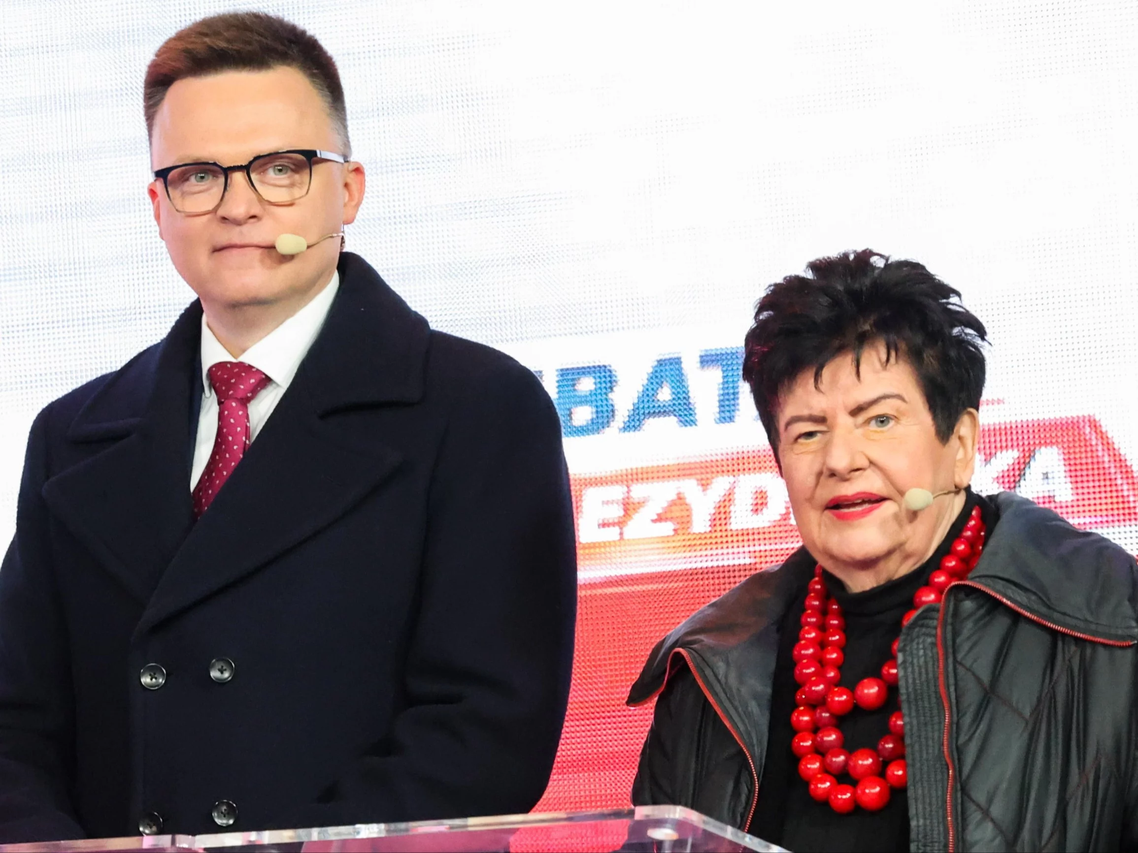 Szymon Hołownia i Joanna Senyszyn podczas debaty prezydenckiej