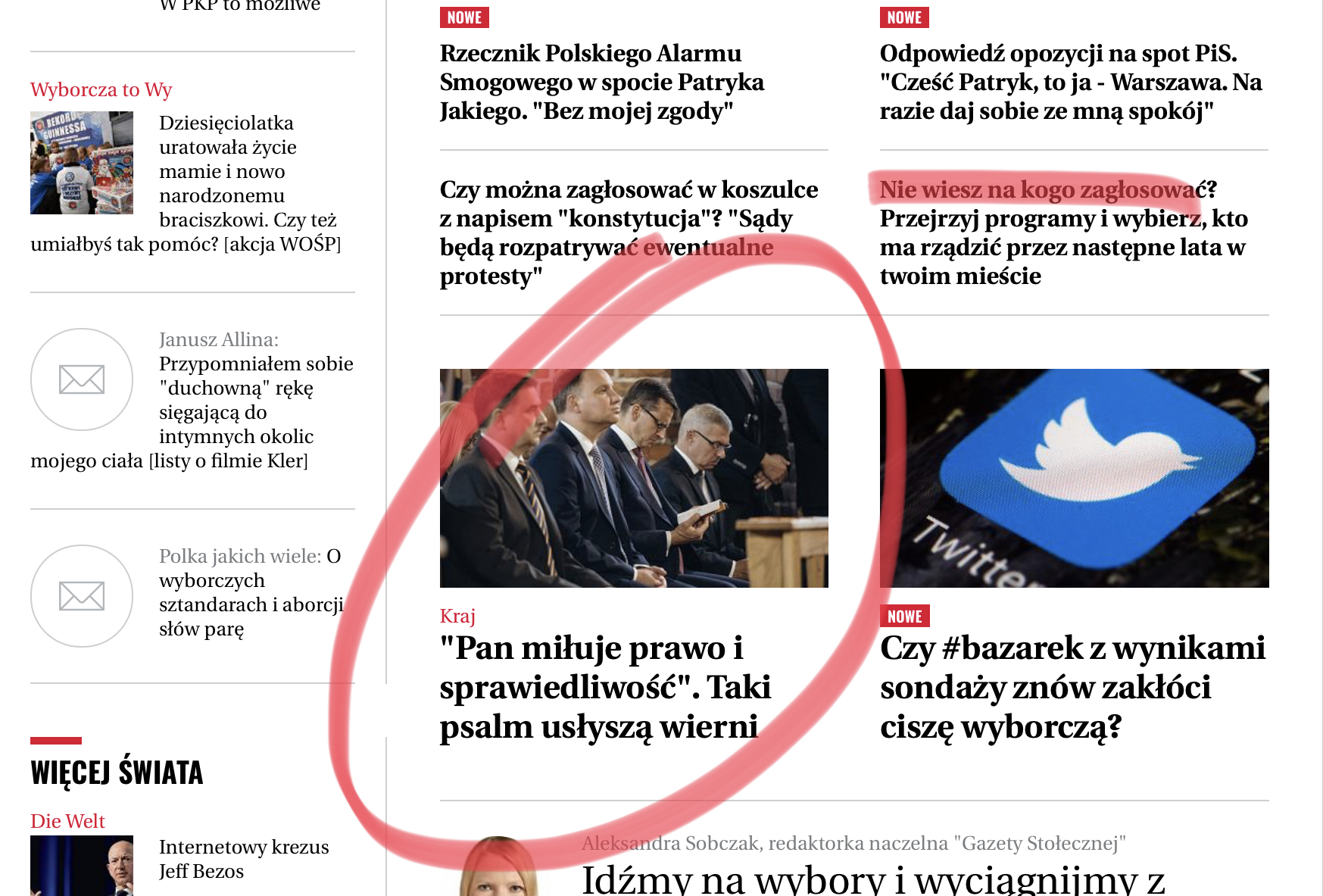 Zrzut ekranu z wyborcza.pl