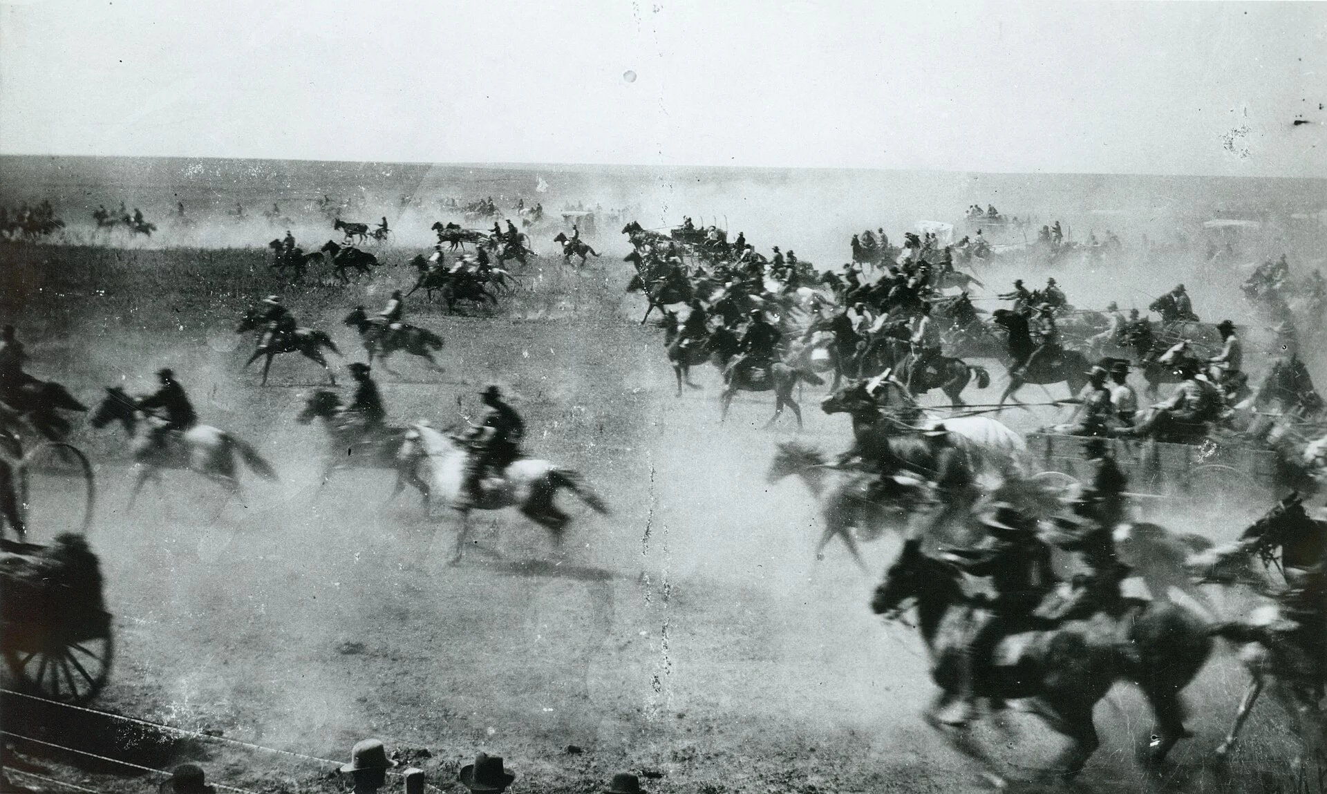 Jedyne zdjęcie przedstawiające "wyścig o ziemię" (Land Run) w 1889 roku w Oklahomie