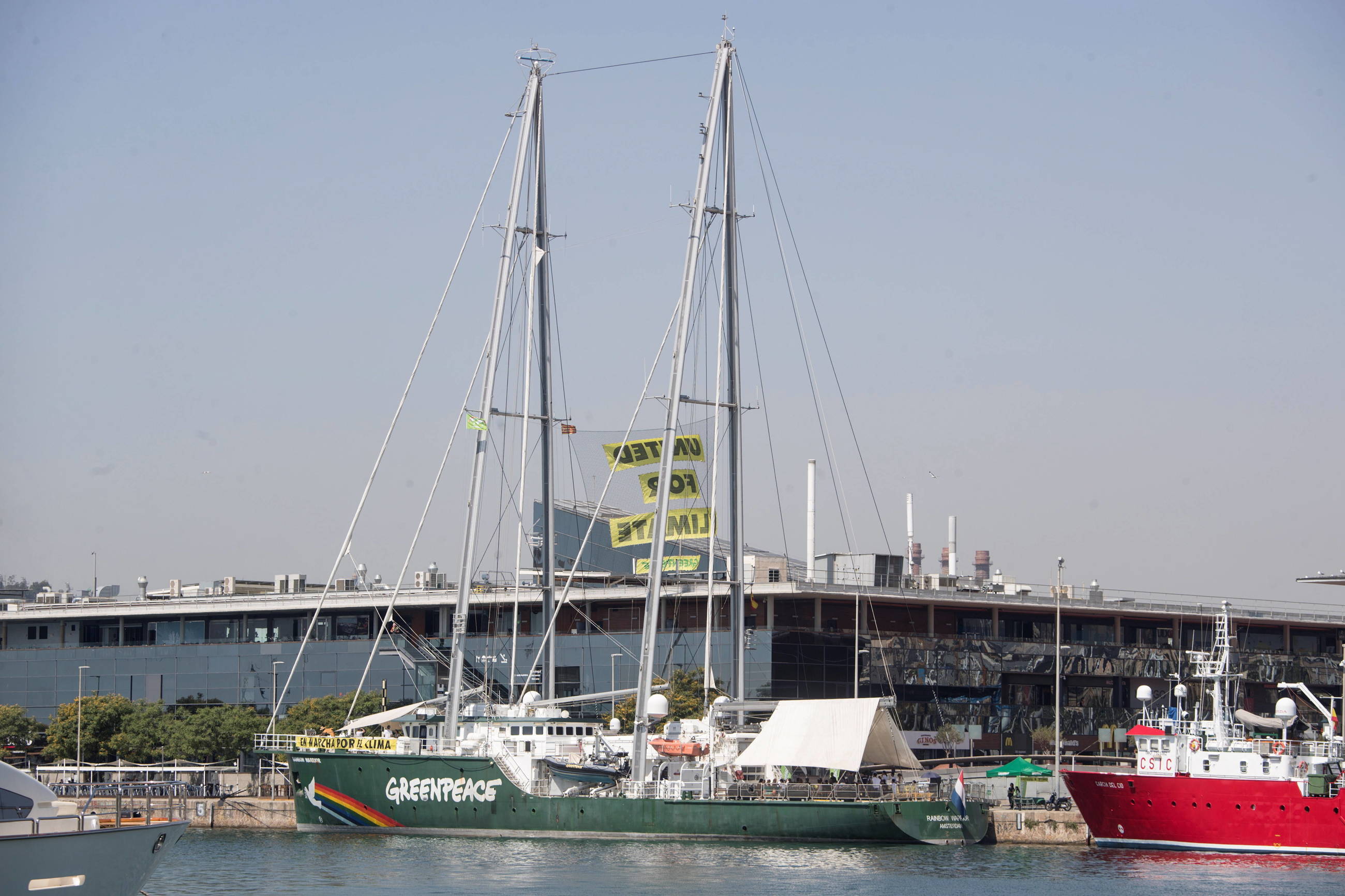 Żaglowiec Rainbow Warrior należący do organizacji Greenpeace