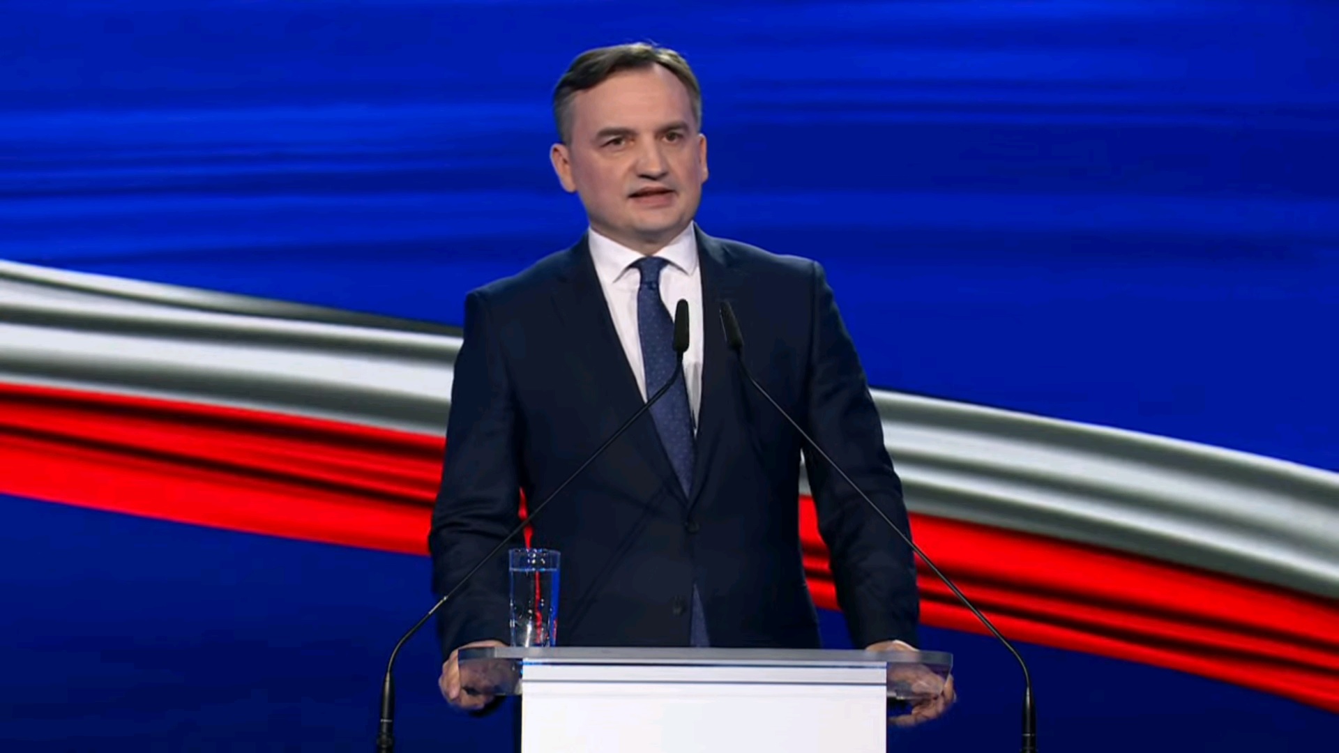 Minister sprawiedliwości Zbigniew Ziobro podczas prezentacji Polskiego Ładu