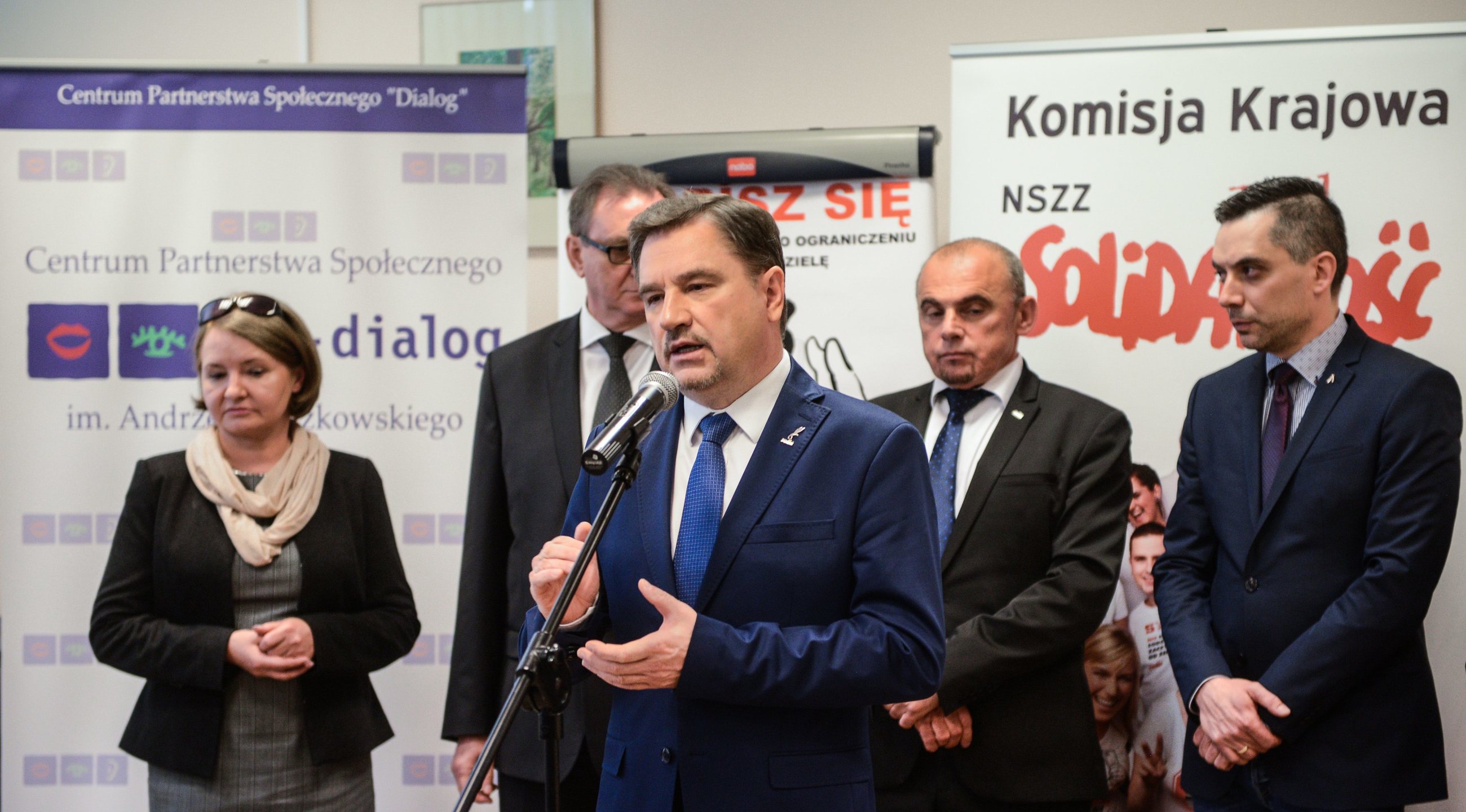 Konferencja NSZZ "Solidarność" dotycząca zakazu handlu w niedzielę