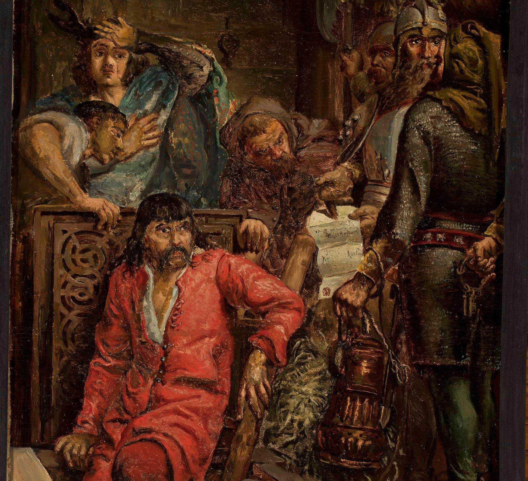 Fragment obrazu Jan Matejki „Maćko Borkowic”(1873), olej/deska; 39 x 31 cm, kopia nieznanego malarza, Muzeum Narodowe w Warszawie (oryginał własność prywatna)