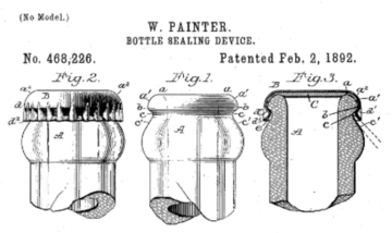 Zamknięcie koronowe butelki, patent Williama Paintera